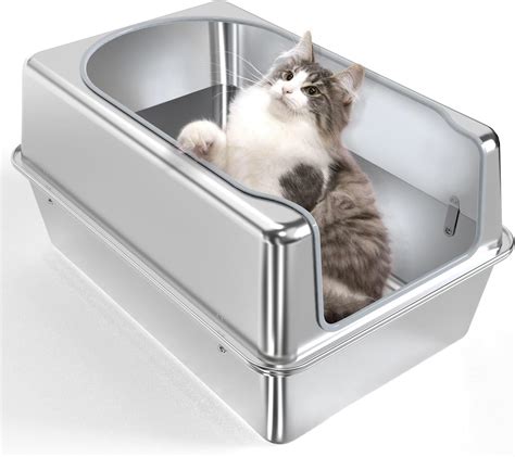 covered stainless steel litter box|stainless steel litter box walmart.